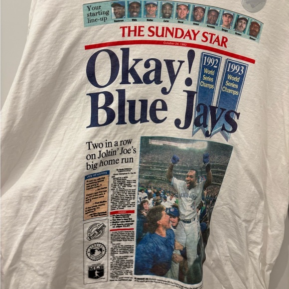 SOLD Vintage 1993 Toronto Blue Jays World Series Champions MLB Deadstock T-Shirt - Picture 3 of 5